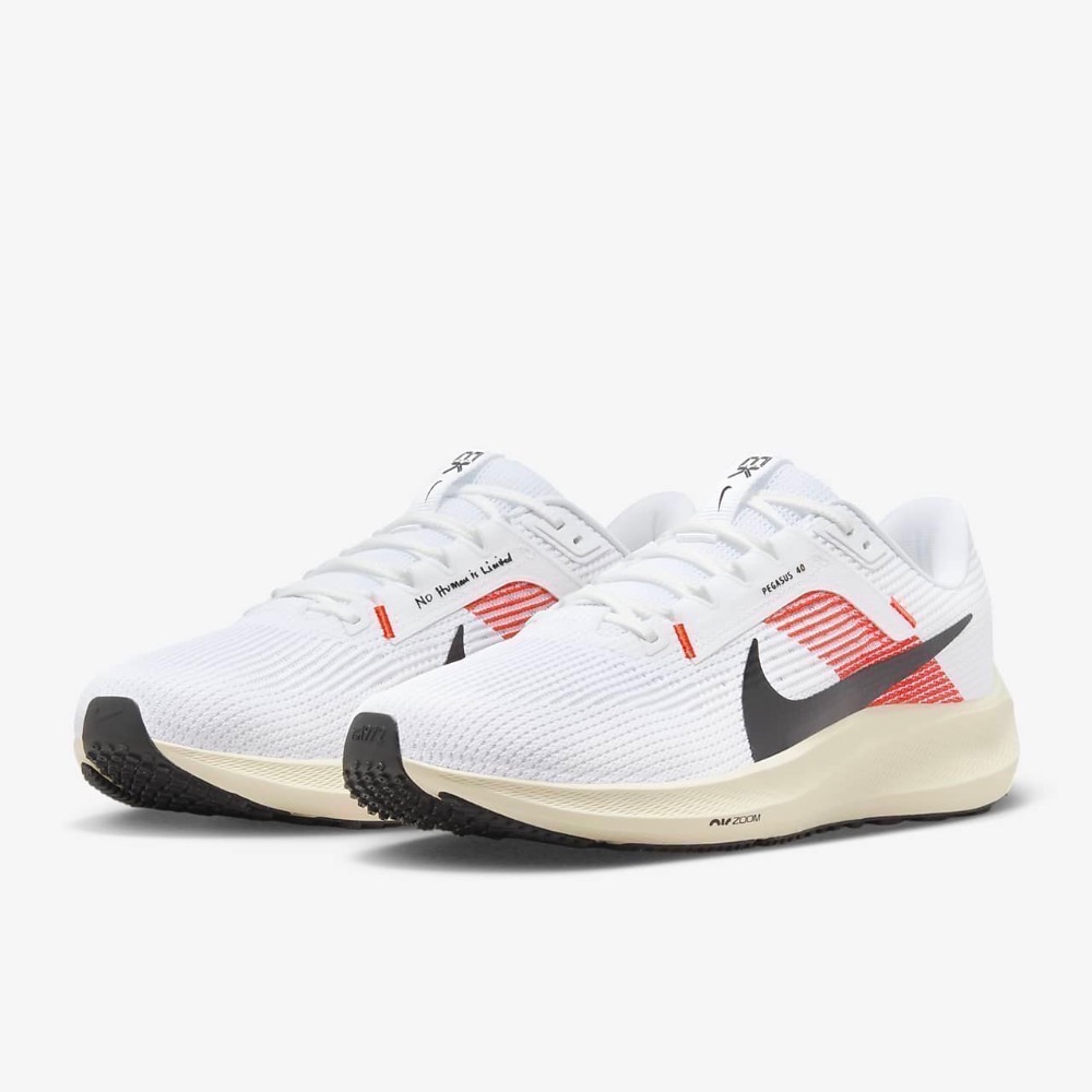 13代購 Nike Air Zoom Pegasus 40 白黑紅 男鞋 慢跑鞋 訓練鞋 FJ0686-100-細節圖2