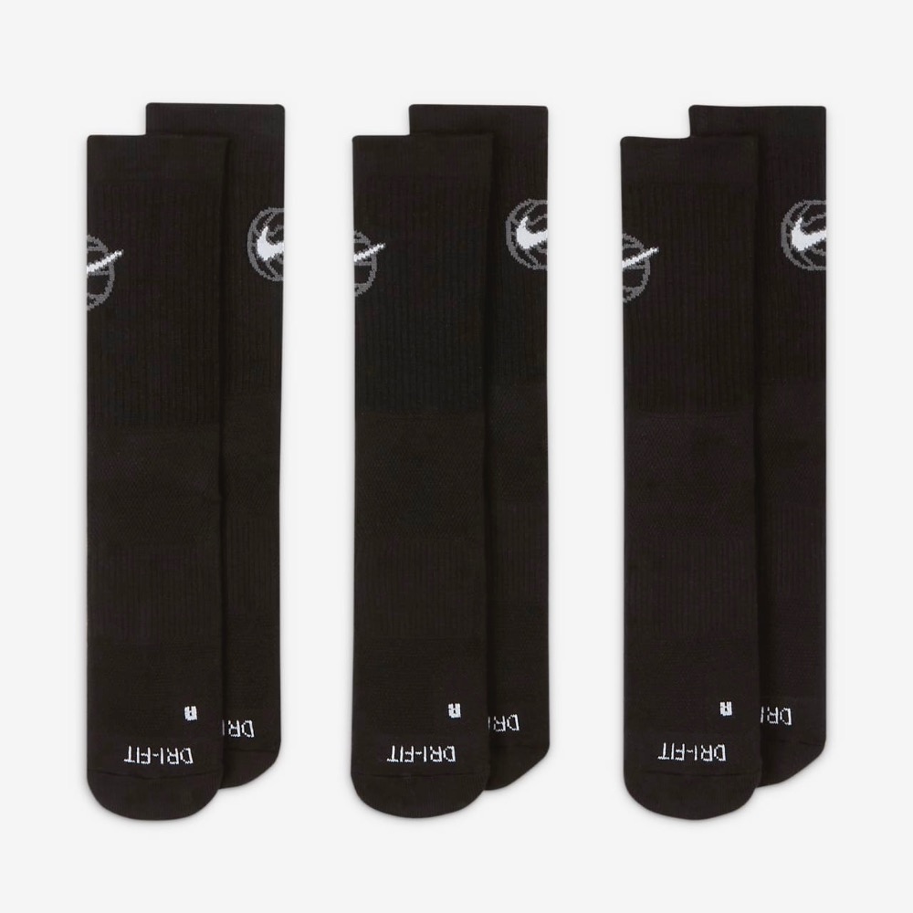 13代購 Nike Everyday Crew Socks 黑色 襪子 籃球襪 中筒 三雙 DA2123-010-細節圖3