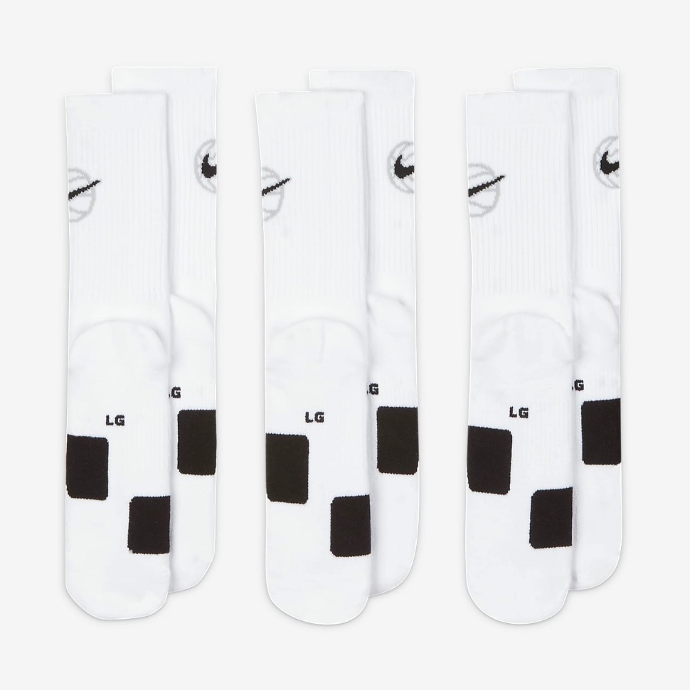 13代購 Nike Everyday Crew Socks 白色 襪子 籃球襪 中筒 三雙 DA2123-100-細節圖4