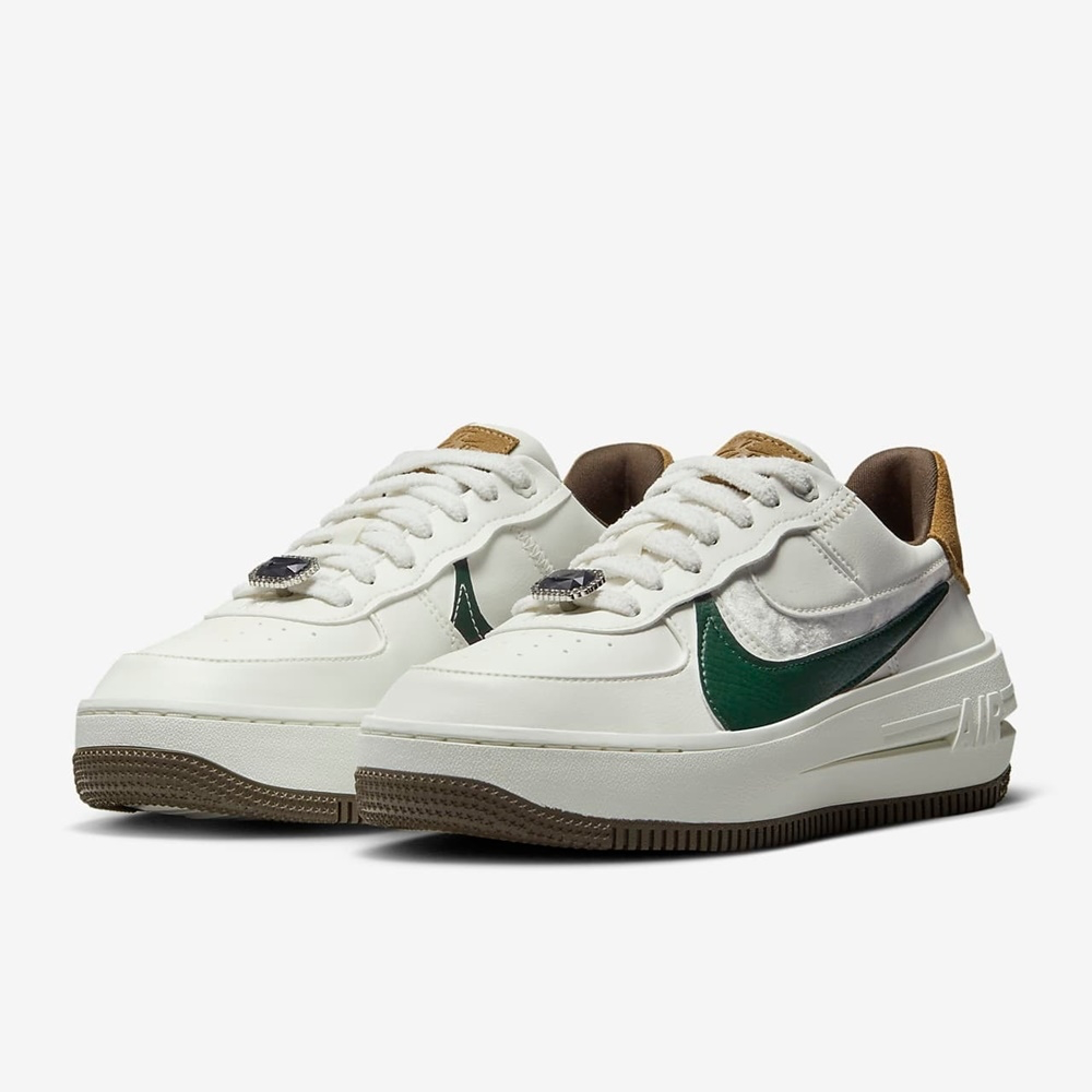 13代購 W Nike AF1 PLT.AF.ORM 白綠棕 女鞋 休閒鞋 Air Force 1 FB1856-131-細節圖2