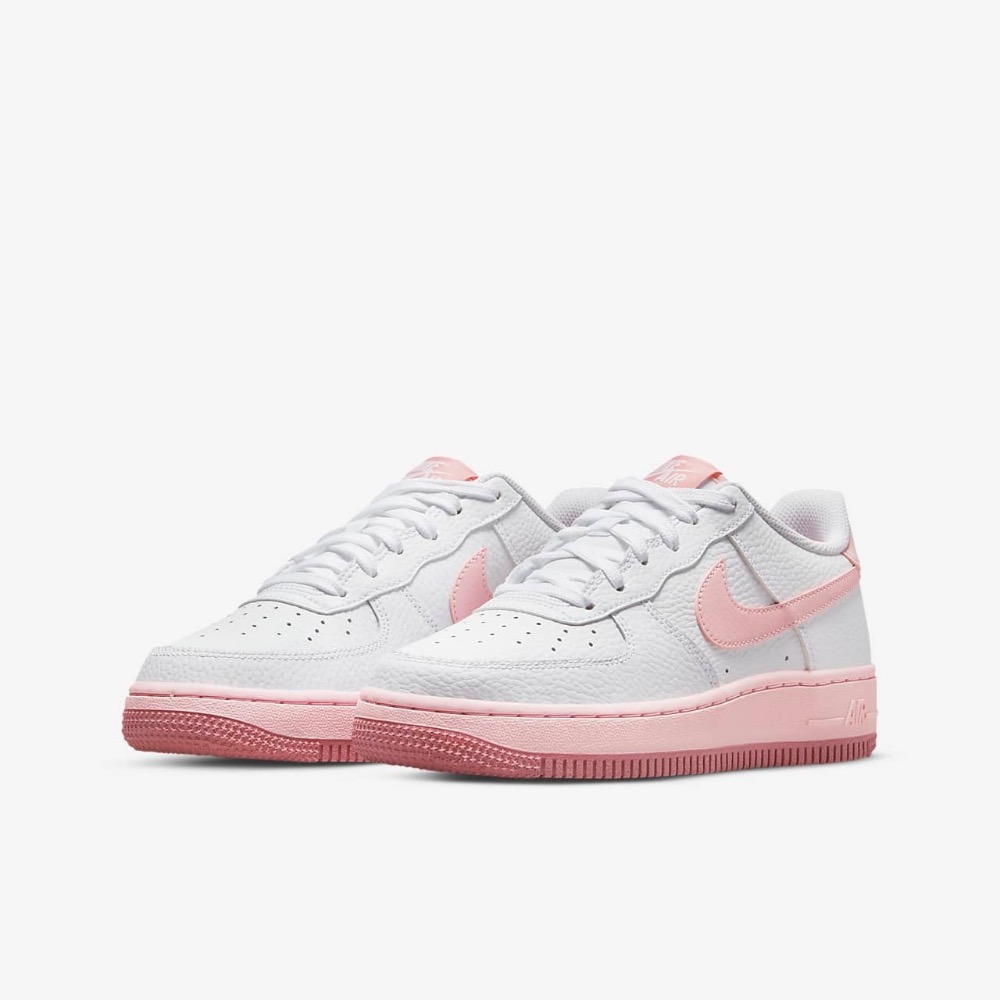 13代購 Nike Air Force 1 GS 白粉紅 大童鞋 女鞋 休閒鞋 復古球鞋 AF1 CT3839-107-細節圖2