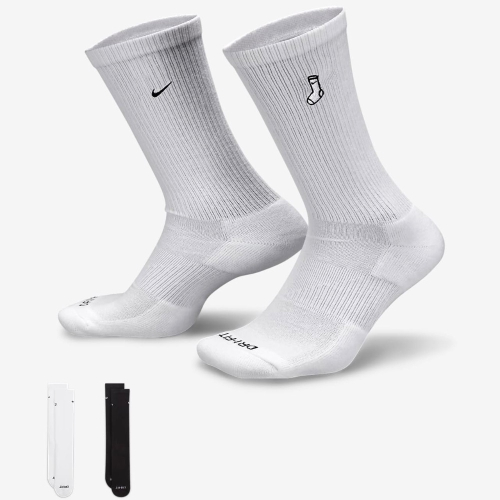 13代購 Nike Everyday Plus Socks 白黑 小標 兩雙 中筒 休閒襪 運動襪 FB5709-901