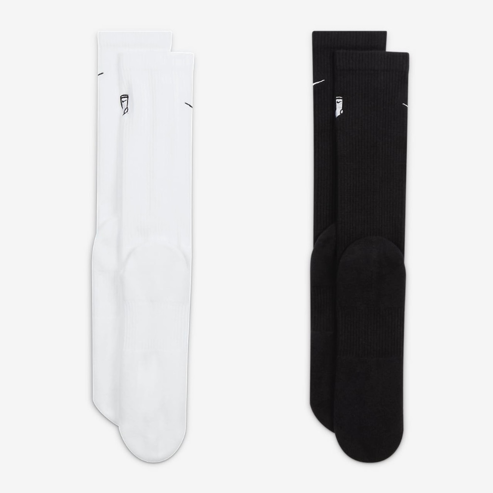 13代購 Nike Everyday Plus Socks 白黑 小標 兩雙 中筒 休閒襪 運動襪 FB5709-901-細節圖3