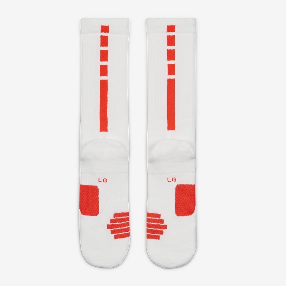 13代購 Nike Elite Crew Socks 白橘紅 籃球襪 高筒 小腿肚 SX7622-105-細節圖3