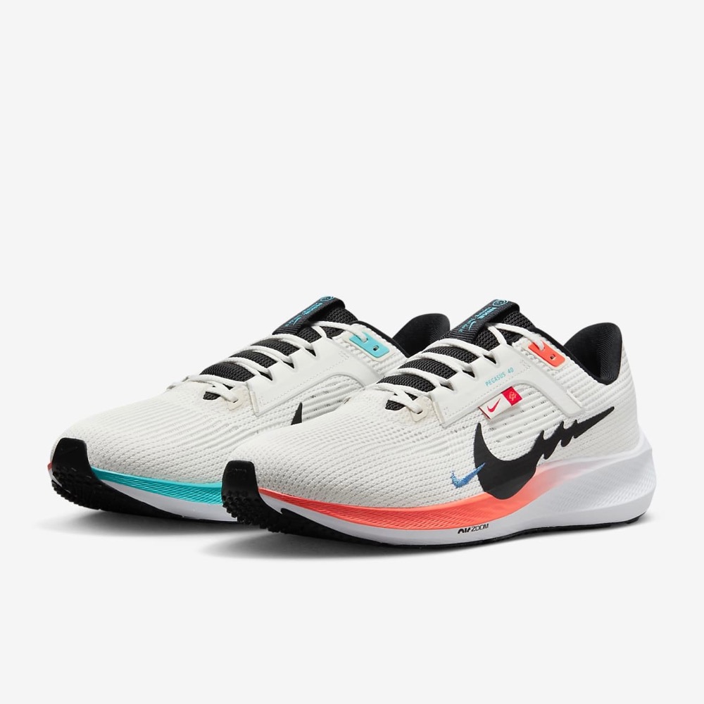 13代購 Nike Air Zoom Pegasus 40 白黑紅藍 男鞋 慢跑鞋 訓練鞋 FZ5055-101-細節圖2