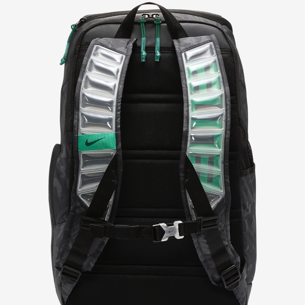 13代購 Nike Hoops Elite Backpack 黑綠 後背包 氣墊背帶 大容量 FN0943-010-細節圖3