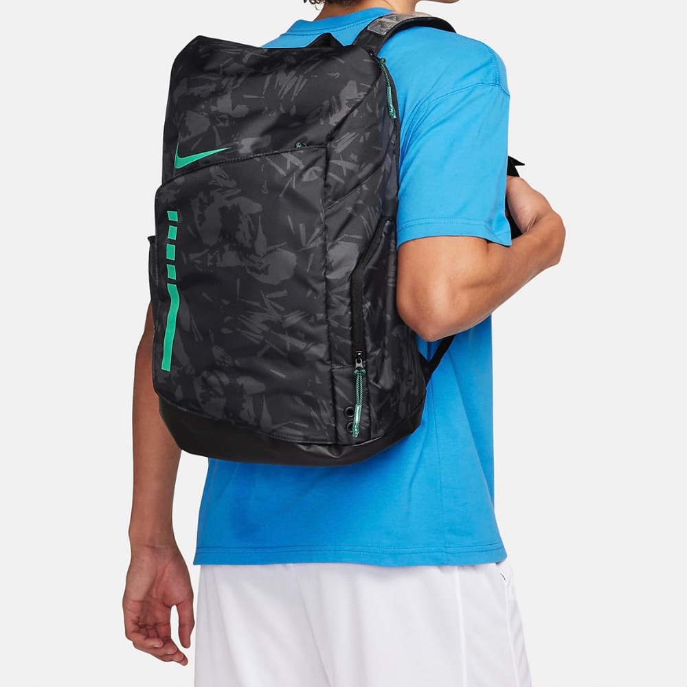 13代購 Nike Hoops Elite Backpack 黑綠 後背包 氣墊背帶 大容量 FN0943-010-細節圖10