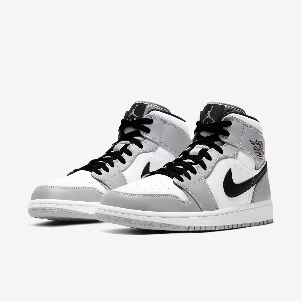 13代購 Nike Air Jordan 1 Mid 灰白黑 男鞋 休閒鞋 喬丹 AJ1 中筒 554724-092-細節圖2