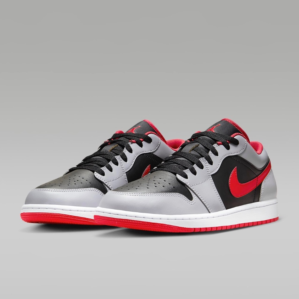 13代購 Nike Air Jordan 1 Low 黑灰紅白 男鞋 休閒鞋 復古球鞋 553558-060-細節圖2