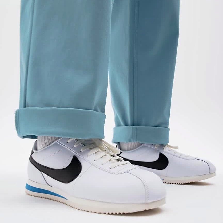 13代購 Nike Cortez 白黑藍 男鞋 休閒鞋 復古球鞋 阿甘鞋 DM4044-100-細節圖9