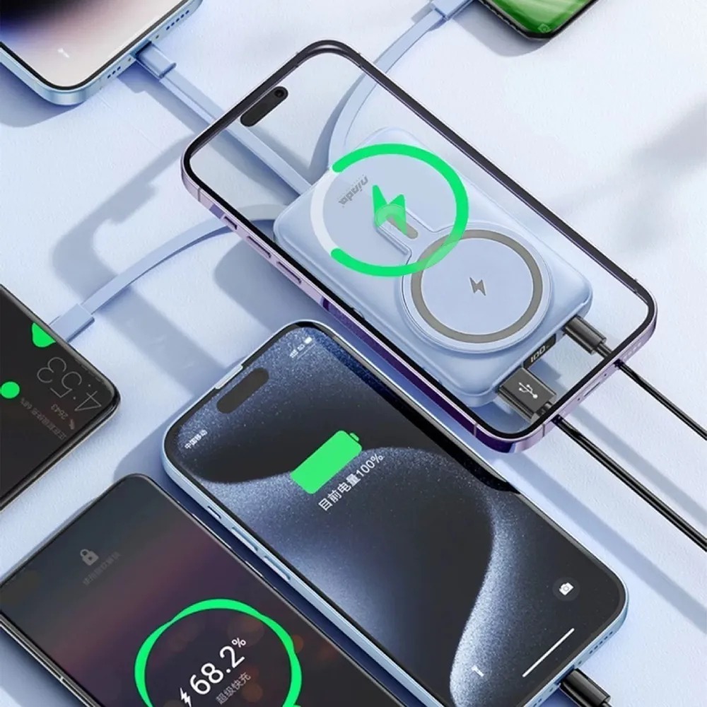 免運 NISDA 10000mAh 快充磁吸支架行動電源 自帶線 磁吸行動電源 行動電源 磁吸充電-細節圖8
