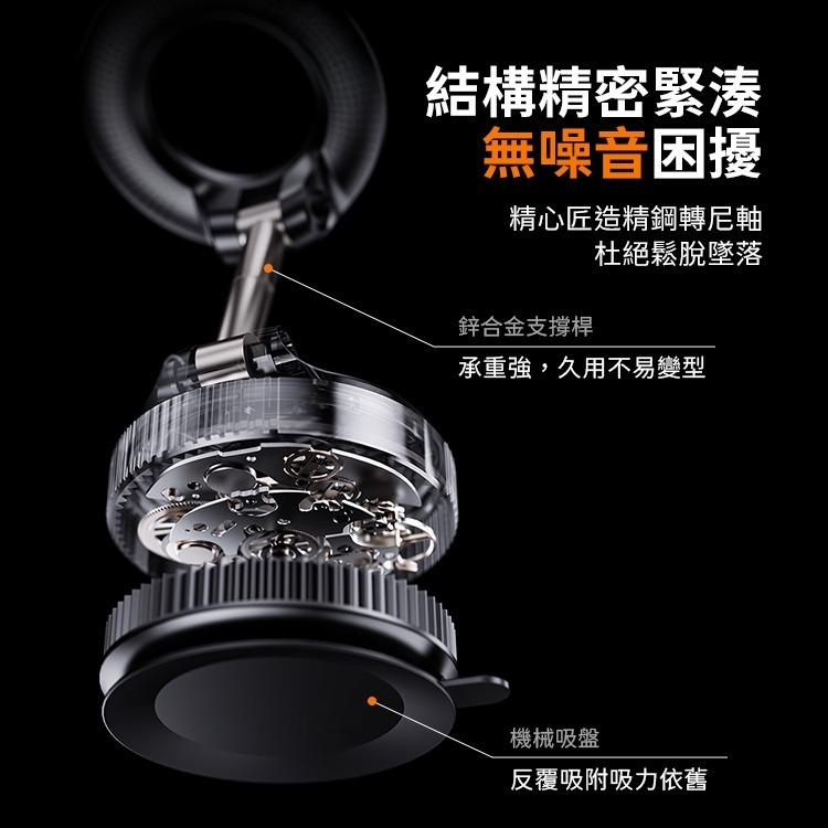 免運 真空磁吸手機架 手動旋轉 吸盤支架 強磁雙圈N52 真空吸附手機架 360度調整 磁吸手機架 汽車手機架-細節圖8