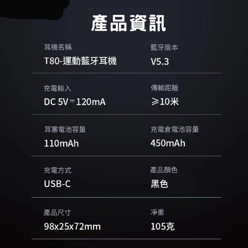 免運 AWEI T80 耳掛式 空氣傳導藍牙耳機 不入耳 IPX6 無感配戴 長續航 藍芽耳機 耳掛式 運動耳機 耳機-細節圖10