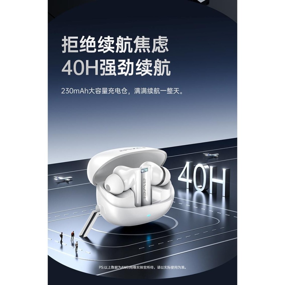免運 AWEI T88 TWS真無線藍牙耳機 藍牙5.4 被動降燥 IPX6防水 藍芽耳機 入耳式 立體音場-細節圖2