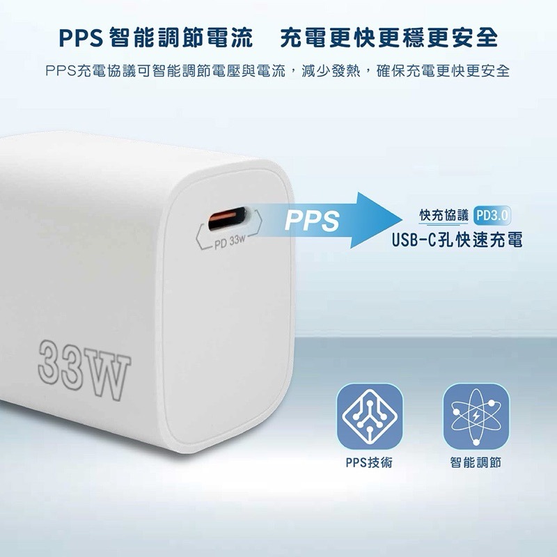 免運 KooPin 33w 單孔快速充電器 Type-C PD充電器 六重安全防護 充電頭 旅充頭 豆腐頭 快充頭-細節圖3