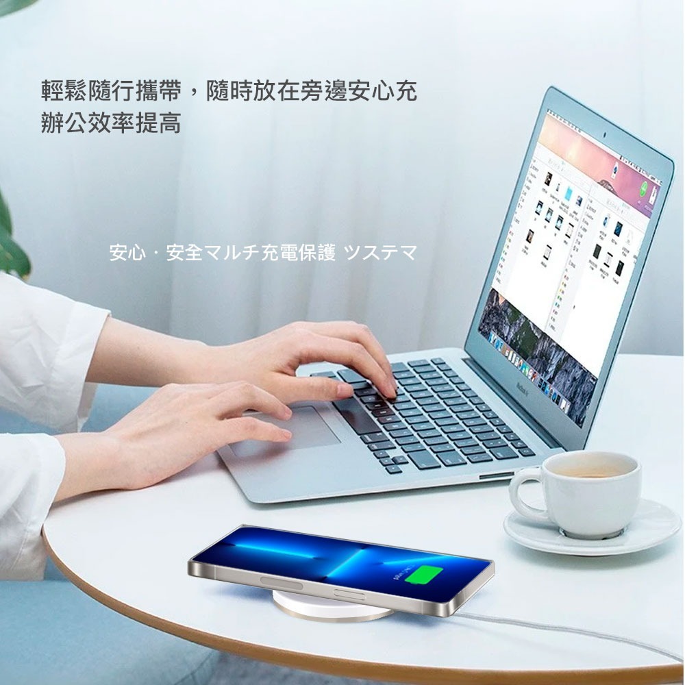 免運 NISDA 15W 磁吸QI指環支架無線充電盤 指環支架 無線充電盤 耳機可充 散熱快 穩定快充 強勁吸力-細節圖2