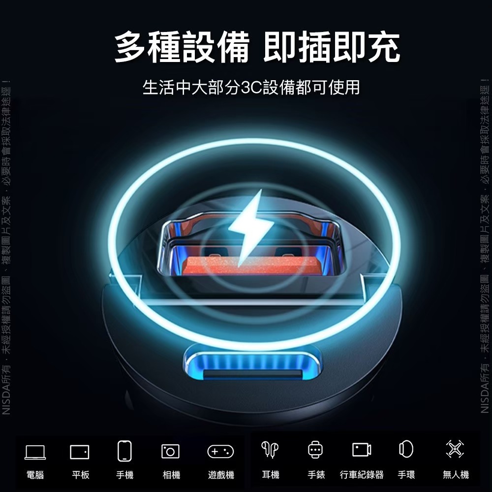免運 NISDA 超迷你 30W 雙孔認證車充頭 1A1C PD+QC3.0 車充 快速充電 提把設計 雙芯片技術-細節圖4
