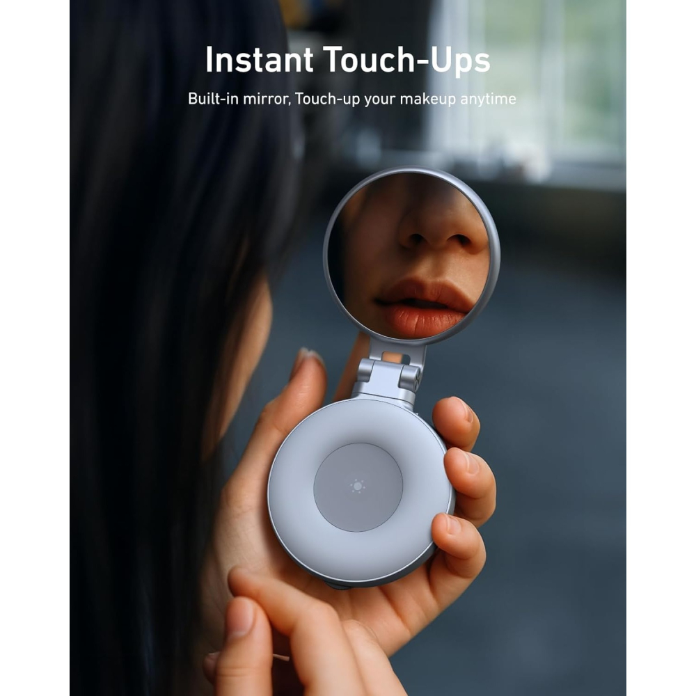 免運 TELESIN 迷你手機磁吸美顏補光燈 手機支架 可折疊 三色柔光 自拍/攝影/TikTok/Zoom 通話/視訊-細節圖2