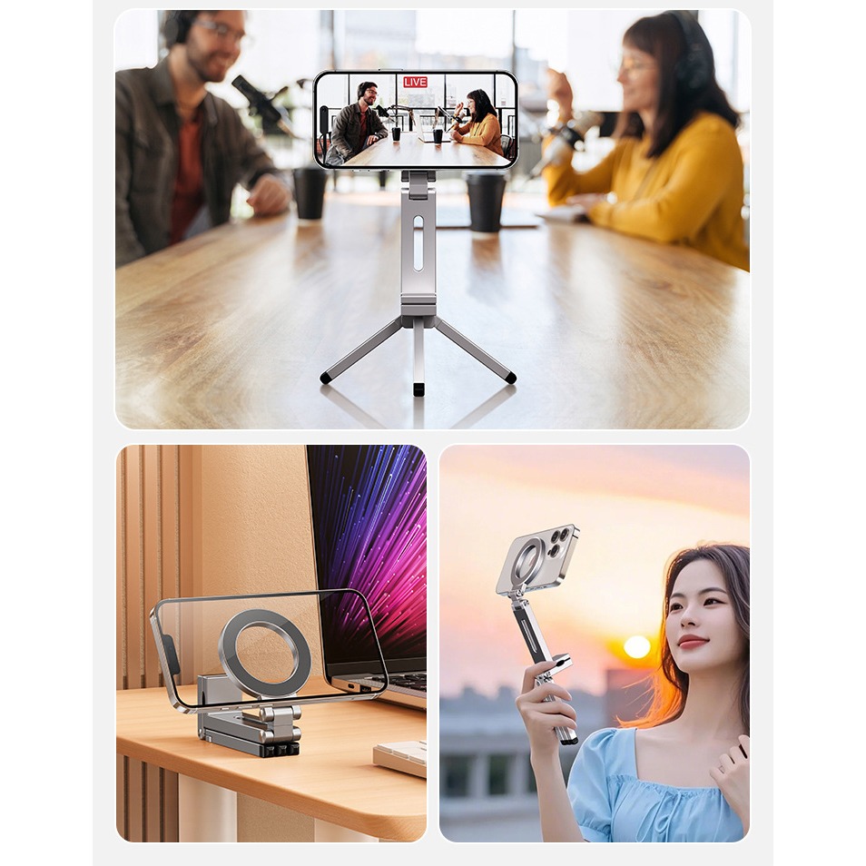 Magsafe磁吸折疊支架✨合金材質｜手機支架/直播腳架/旅行必備/自媒體神器 Magsafe、磁吸、折疊、支架、直播-細節圖9