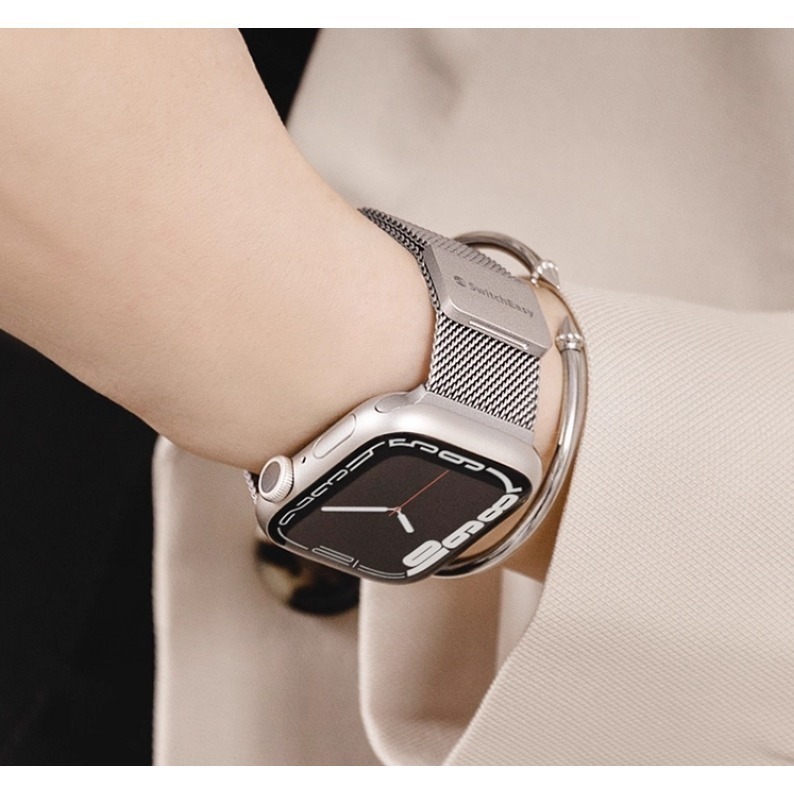 免運 美版魚骨牌 SwitchEasy Mesh不鏽鋼米蘭磁吸錶帶 Apple Watch  蘋果手錶 錶帶-細節圖9