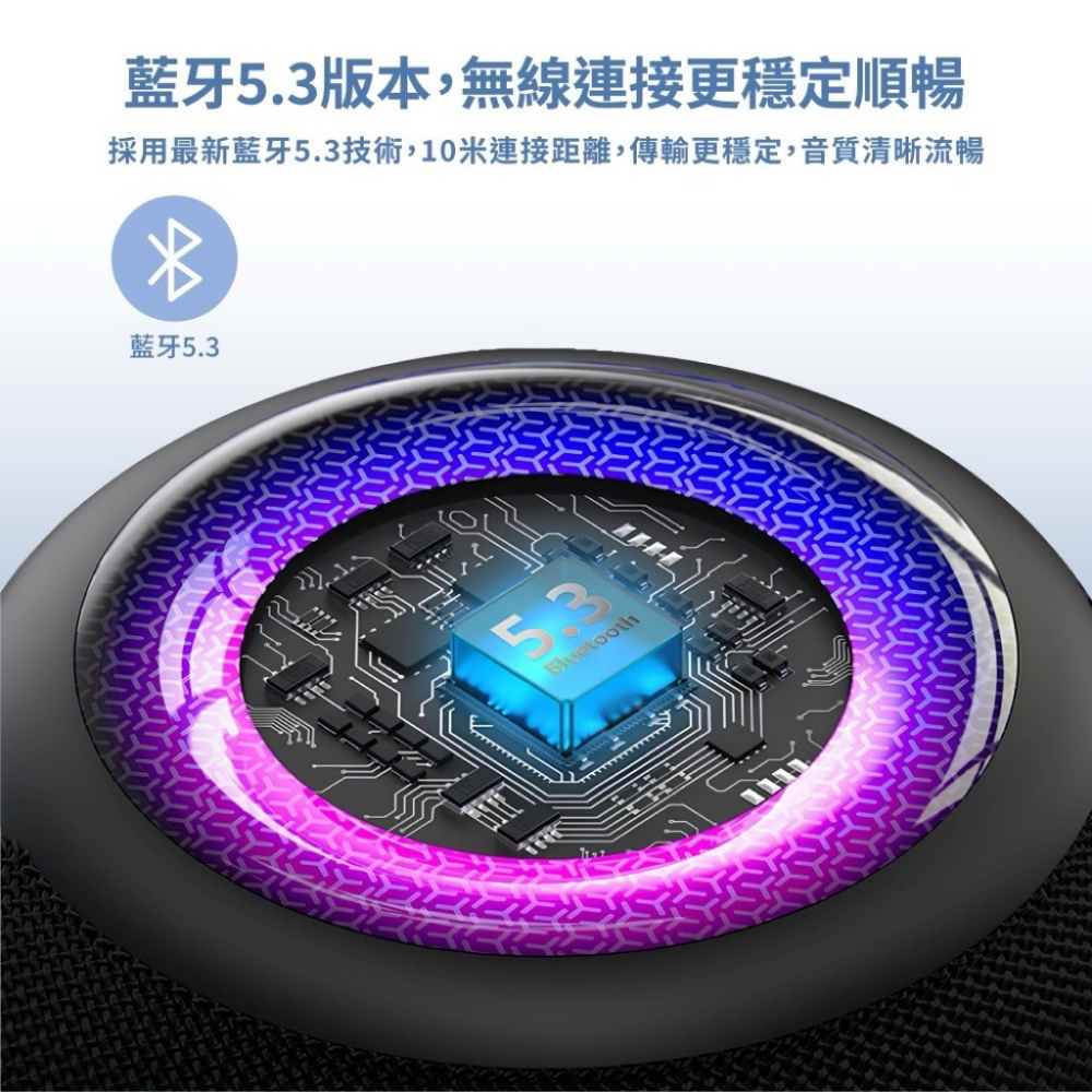 Wildex TWS迷你無線藍牙音響 雙機配對｜環繞立體聲｜多模式炫彩燈光 適合露營、居家、聚會，輕巧便攜-細節圖4