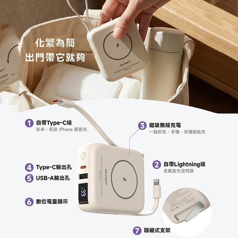 免運 WH/CCC認證 POLYBATT H20 SSB防爆固態電池 20W 磁吸無線充行動電源10000mAh-細節圖5