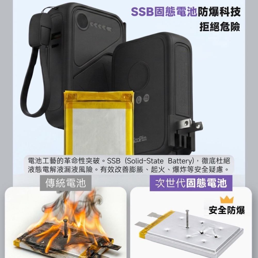 CCC/WH  KooPin X3 SSB 安全防爆固態電池無線快充10000mAh行動電源 台灣製-細節圖7