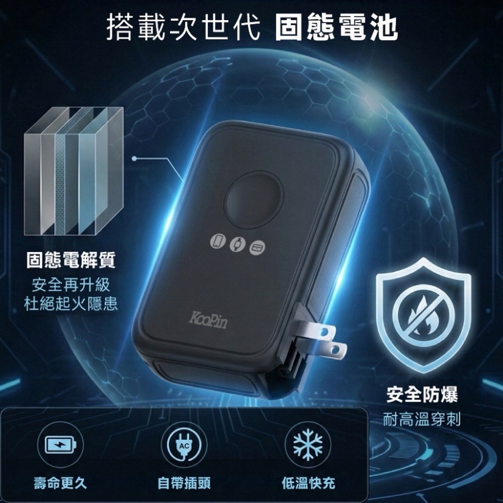 CCC/WH  KooPin X3 SSB 安全防爆固態電池無線快充10000mAh行動電源 台灣製-細節圖8