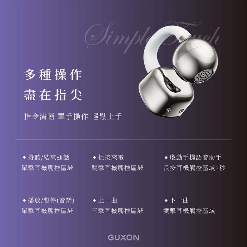 guxon lume 氣傳導開放式藍牙耳機 韓劇同款 最新夾耳式 開放式耳機 戶外運動 降躁 立體聲 續航 無線耳機-細節圖10