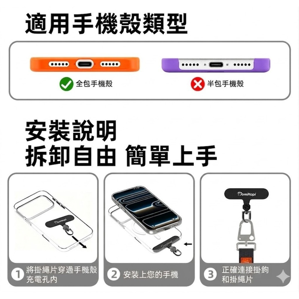 Domihapi 20mm 機能背帶掛繩 魚骨掛勾 背繩 手機掛繩 360旋轉掛片 魚骨同廠出品-細節圖8