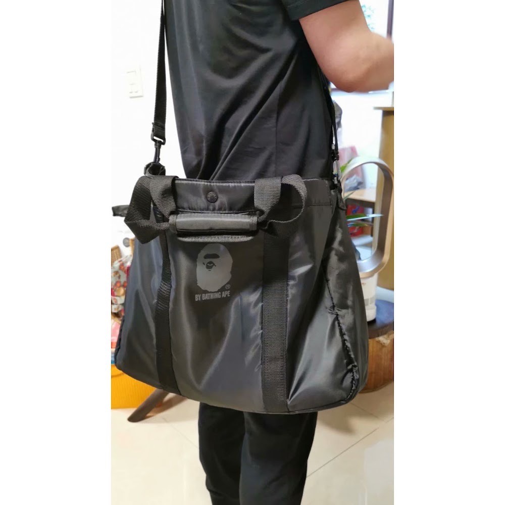 【蝦米賣賣】  ‼️台灣現貨‼️APE 猿人雜誌贈品同款包 超大容量 黑色運動包 旅行袋 媽媽包 購物袋-細節圖4