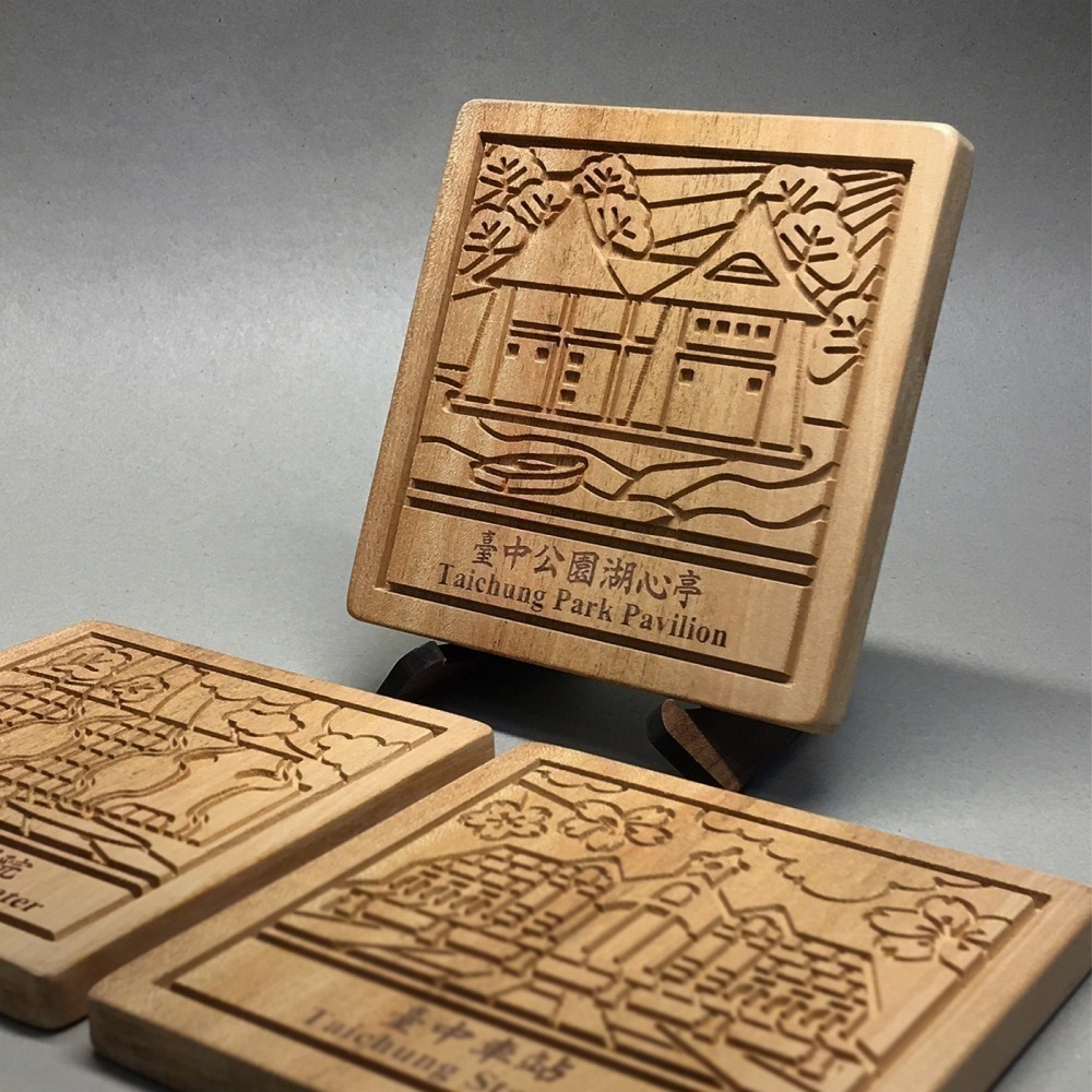 【木中WOOD人】木質立牌-臺中景點禮盒 (臺中公園湖心亭/臺中車站/臺中歌劇院)-細節圖3