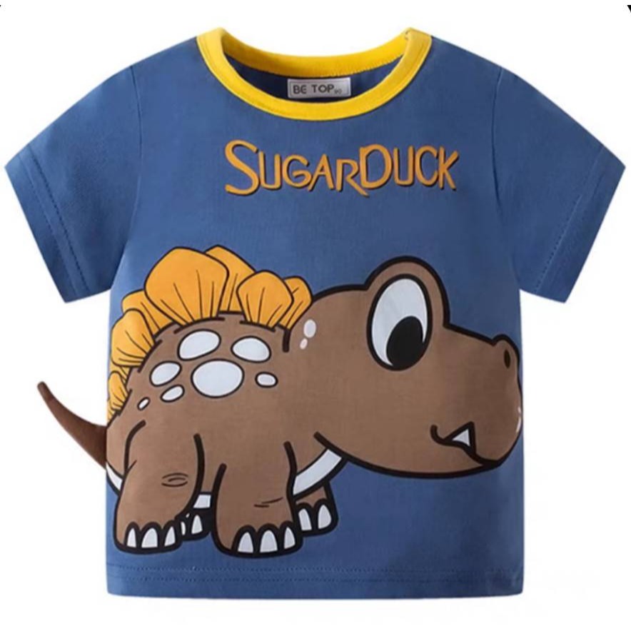 👍現貨供應🔥24H快速出貨🔥 卡通短袖 100~130公分 童裝 短T 背心 男童 挖土機 恐龍-細節圖2