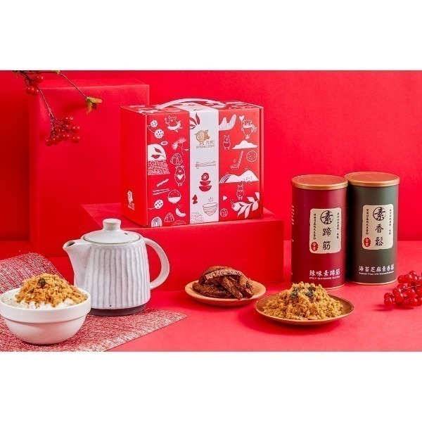 【陞煇食品】P-萬事如意-海苔芝麻素香酥搭辣味素蹄筋二入組-細節圖3