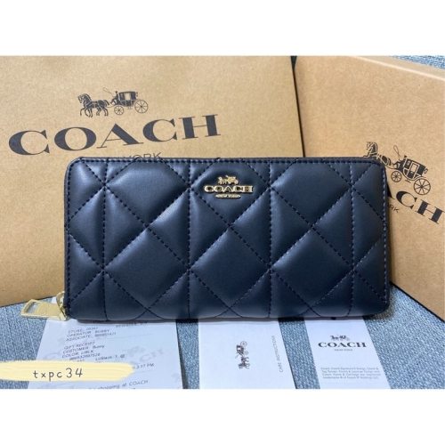 ✨美國代購✨熱銷款特賣 COACH 53637 新款菱格紋真皮女士長夾 有16個卡夾層～