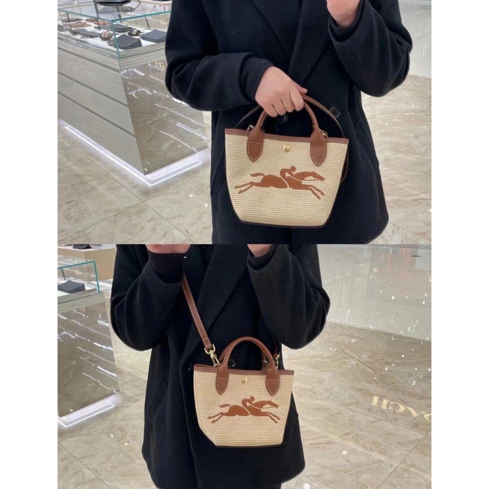 ✨美國代購✨法國正品Longchamp 迷你款拉菲草編包水餃包斜跨包 限時特賣-細節圖3