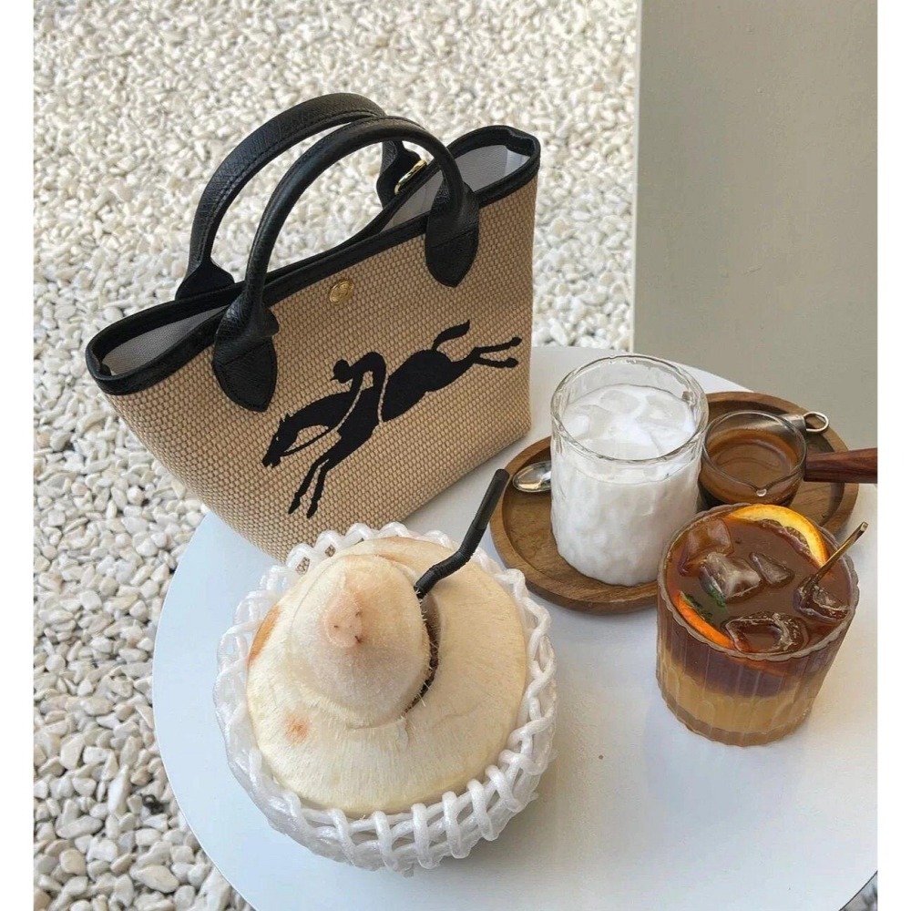 ✨美國代購✨法國正品Longchamp 迷你款拉菲草編包水餃包斜跨包 限時特賣-細節圖7