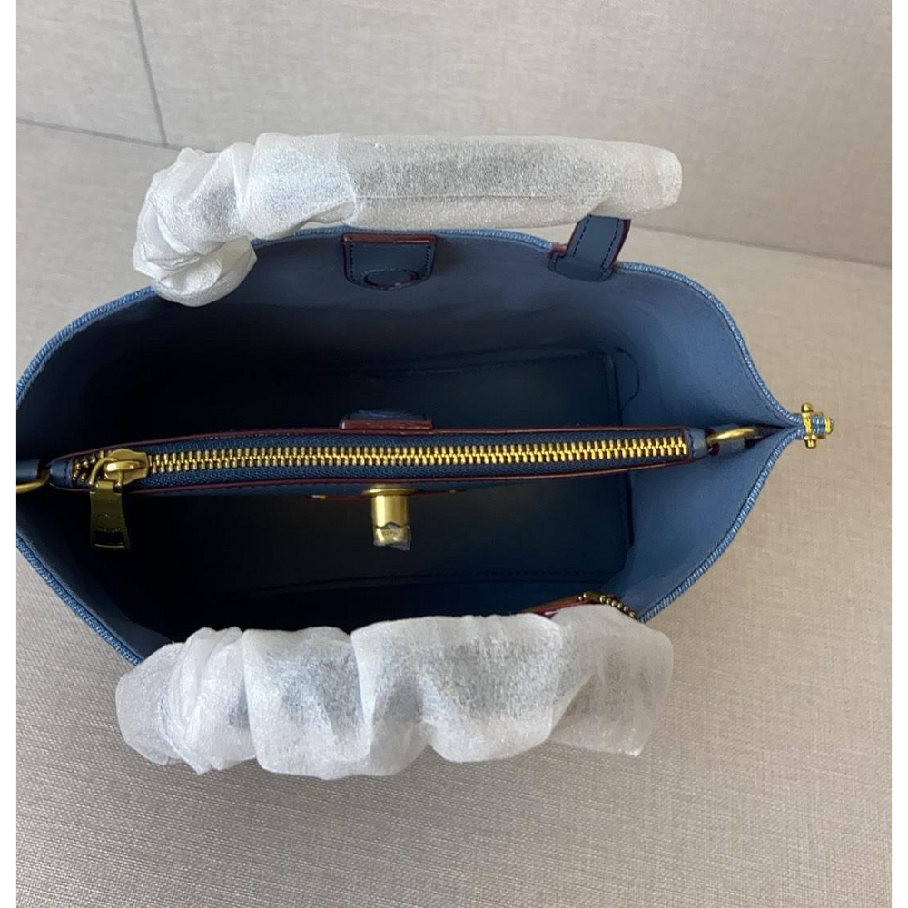 ✨美國代購✨特賣 COACH CR708 新款女士托特斜挎包 帆布牛仔女包 單肩包-細節圖3