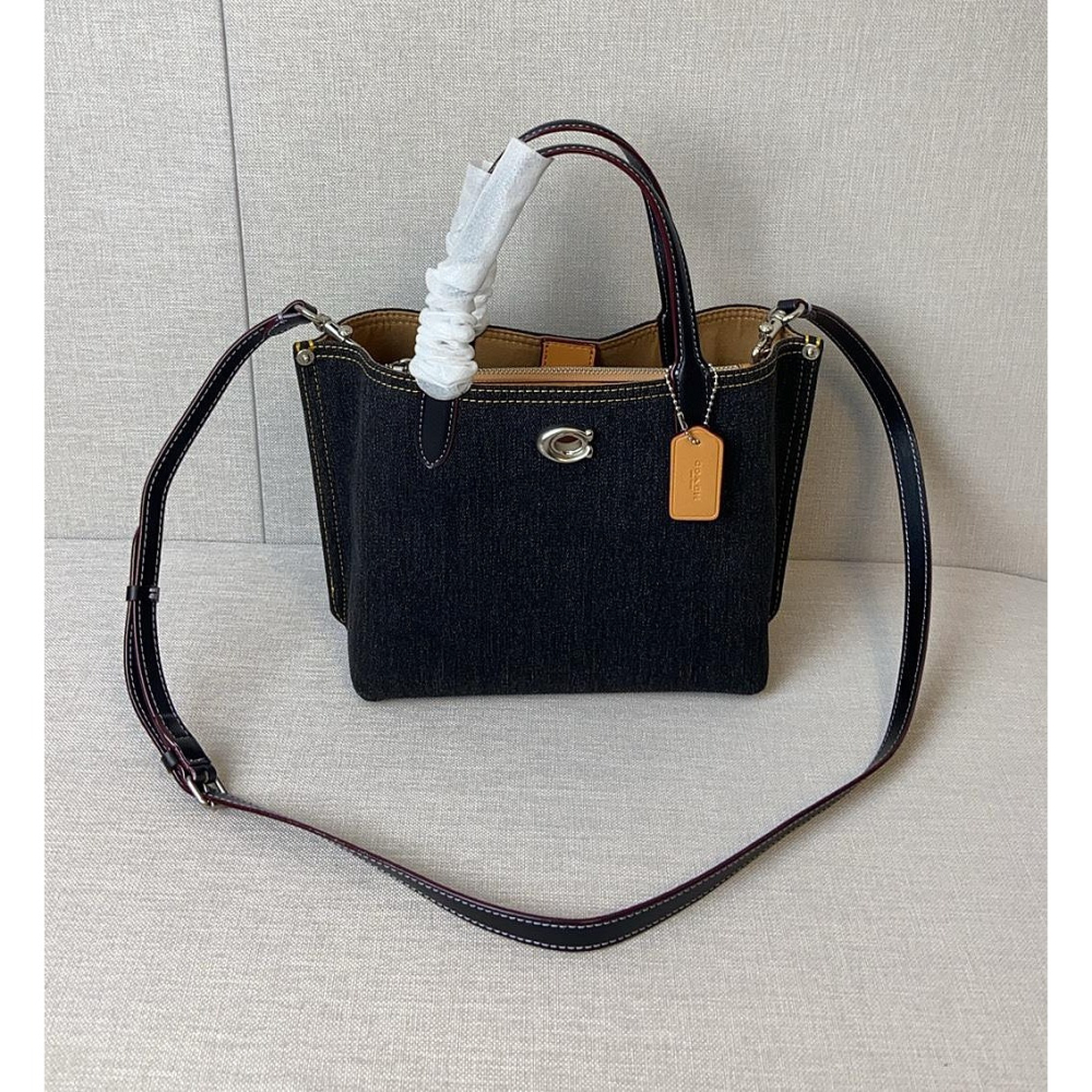 ✨美國代購✨特賣 COACH CR708 新款女士托特斜挎包 帆布牛仔女包 單肩包-細節圖4