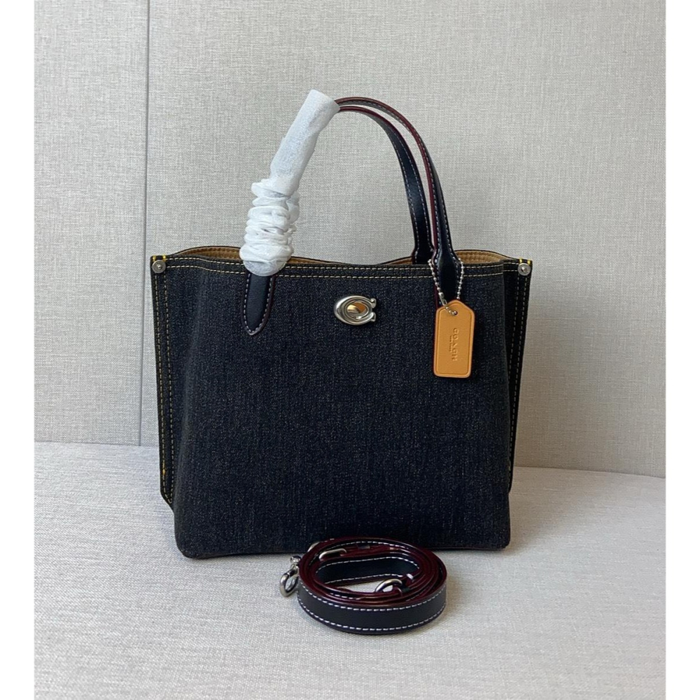 ✨美國代購✨特賣 COACH CR708 新款女士托特斜挎包 帆布牛仔女包 單肩包-細節圖5