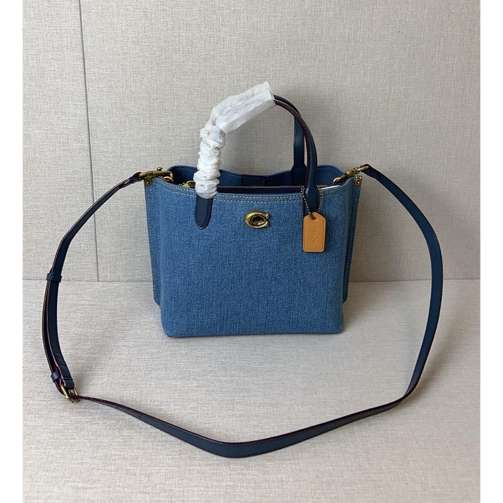 ✨美國代購✨特賣 COACH CR708 新款女士托特斜挎包 帆布牛仔女包 單肩包-規格圖2