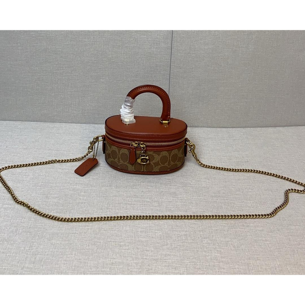 ✨美國代購✨限時特賣 COACH CT876 新款迷你手提斜挎女包 單肩包 化妝包 盒子包-細節圖2