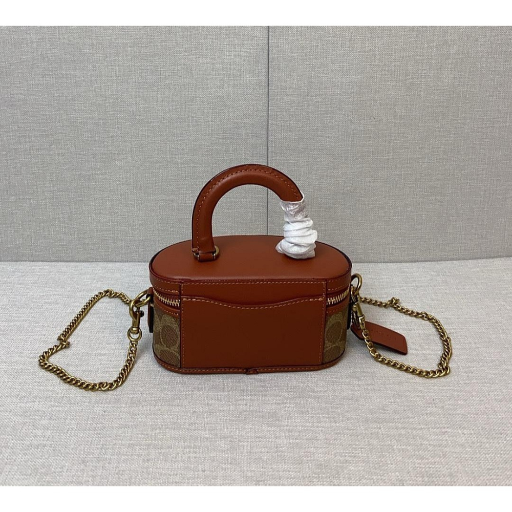 ✨美國代購✨限時特賣 COACH CT876 新款迷你手提斜挎女包 單肩包 化妝包 盒子包-細節圖5