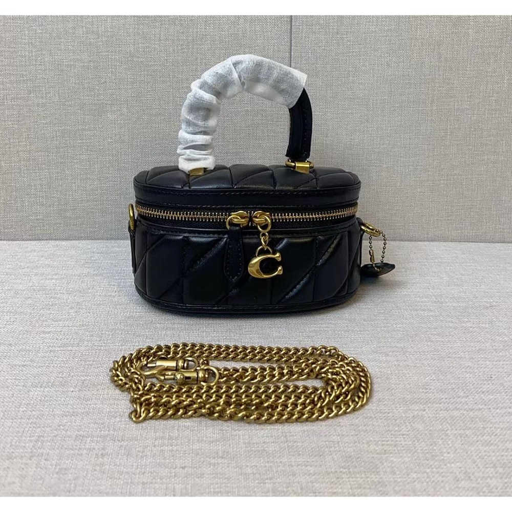 ✨美國代購✨限時特賣 COACH CT876 新款迷你手提斜挎女包 單肩包 化妝包 盒子包-規格圖1