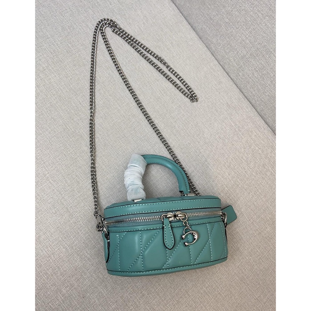 ✨美國代購✨限時特賣 COACH CT876 新款迷你手提斜挎女包 單肩包 化妝包 盒子包-規格圖4