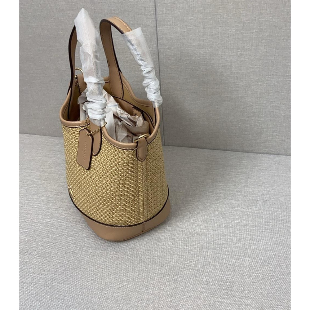 ✨美國代購✨特賣 COACH CR351 新款編織菜籃包 水桶包 手提斜挎女包 單肩包 休閒女包-細節圖3