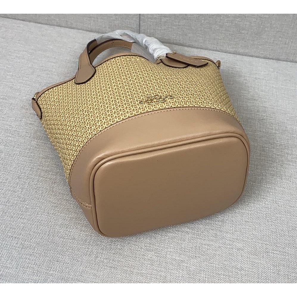 ✨美國代購✨特賣 COACH CR351 新款編織菜籃包 水桶包 手提斜挎女包 單肩包 休閒女包-細節圖4