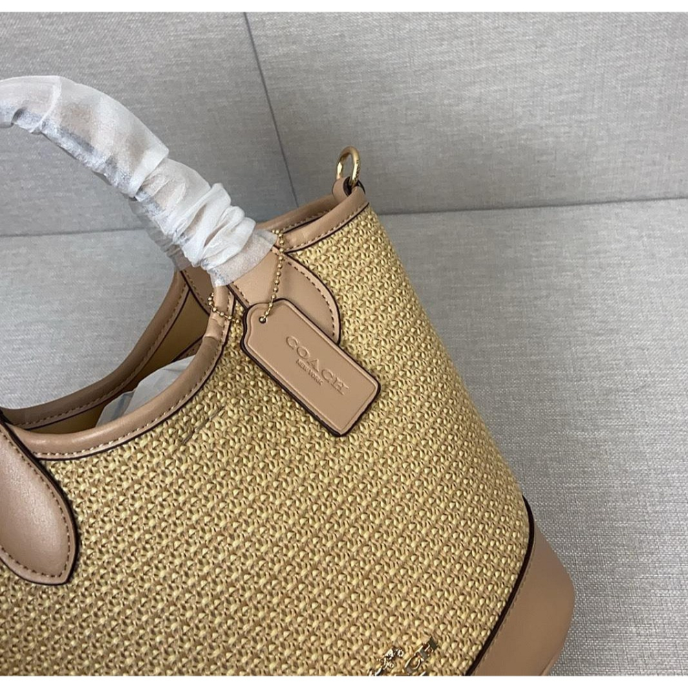 ✨美國代購✨特賣 COACH CR351 新款編織菜籃包 水桶包 手提斜挎女包 單肩包 休閒女包-細節圖7