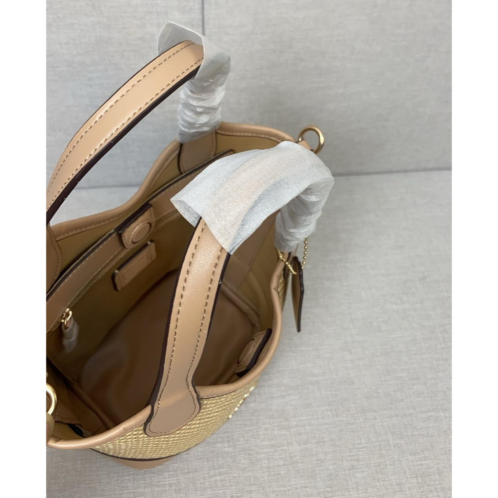 ✨美國代購✨特賣 COACH CR351 新款編織菜籃包 水桶包 手提斜挎女包 單肩包 休閒女包-細節圖8