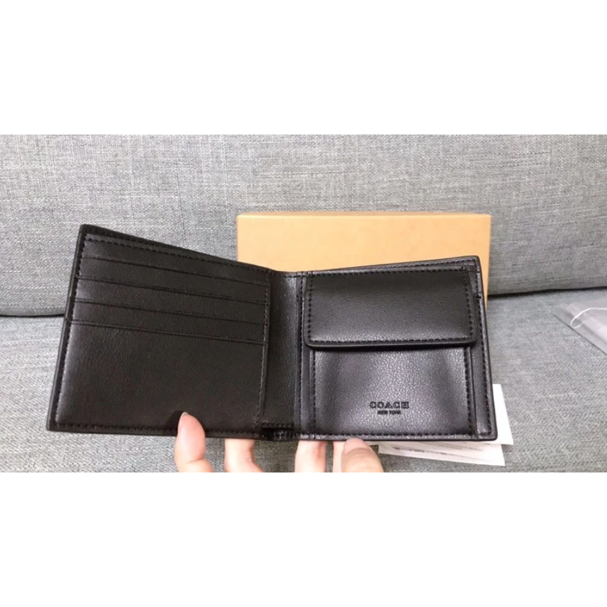 ✨美國代購✨特賣 COACH 經典浮雕logo 滿版c字 男款 零錢夾 鈔票夾 男款短夾-細節圖3